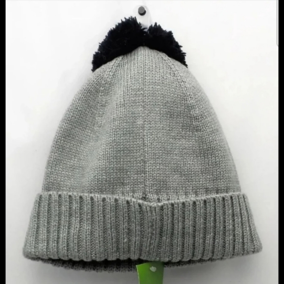NWT Kate Spade In Your Dreams Pom Pom Beanie Hat Gray Black Knit - Picture 4 of 5
